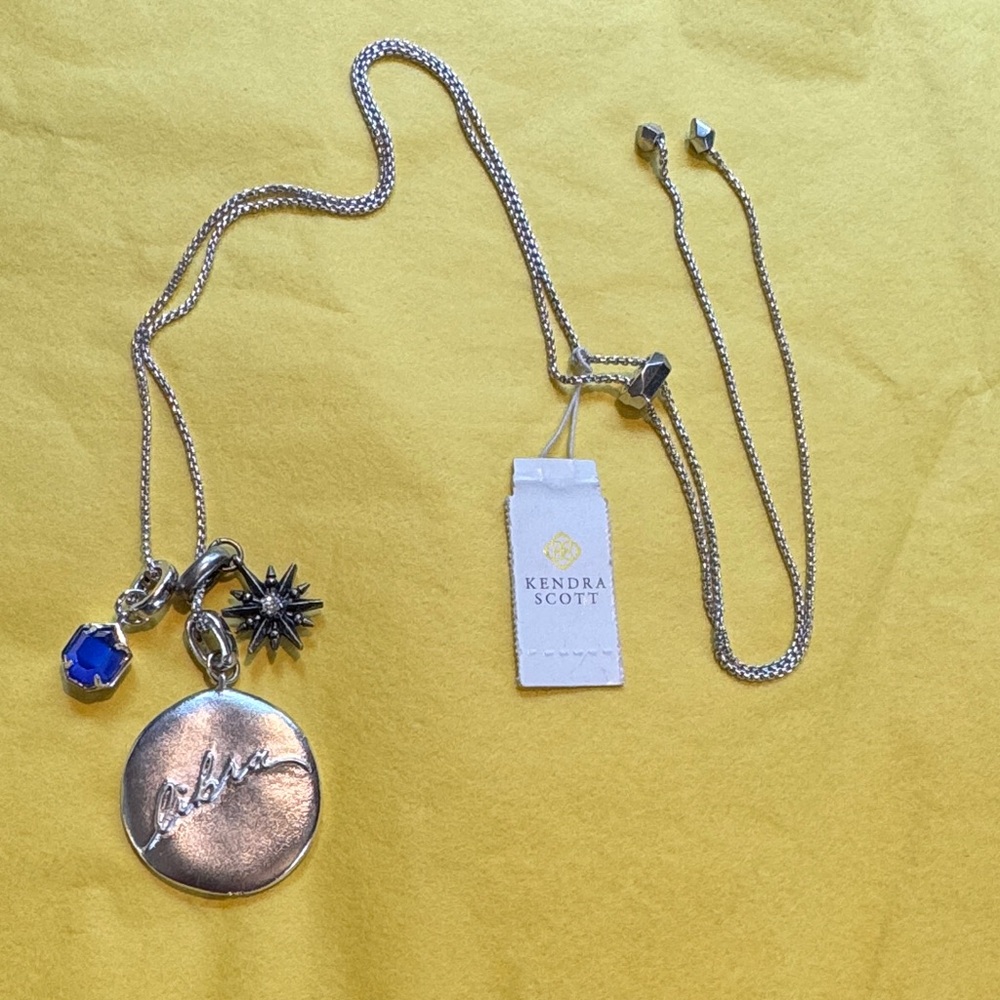 Kendra Scott Libra horoscope Silver Necklace with Blue and starburst Charms